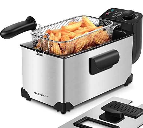 Aigostar Ushas 30HEZ - Semi-professionelle Fritteuse, Edelstahl, 2200 Watt, 3 Liter. BPA-frei