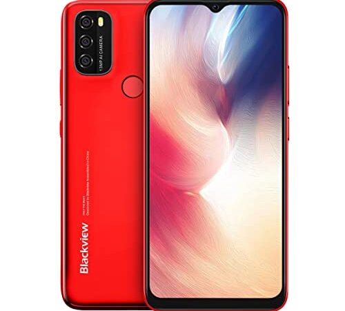 Android 11 Smartphone ohne Vertrag Blackview A70 PRO, Octa Core 4GB+32GB, 6,5’’ HD+, 8,3mm Schlank&leicht, 5380mAh-Akku, 13MP+5MP,Dual-SIM-Handy 4G, Gesichtsentsperrung&Fingerabdruck GPS Rot