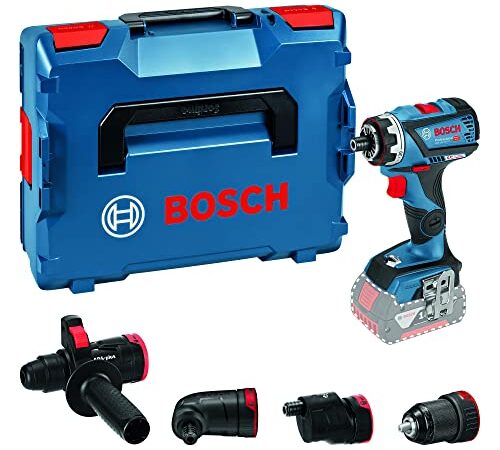 Bosch Professional 18V System Akku-Bohrschrauber GSR 18V-60 FC (inkl. 4x Aufsätzen, ohne Akkus und Ladegerät, in L-BOXX 136) - FlexiClick System