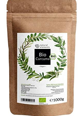 Curcuma Pulver Bio 1kg - Kurkumapulver aus kontrolliert biologischem Anbau - Laborgeprüft, ohne Zusätze, 100% Kurkuma, zertifiziert Bio, Vegan, Glutenfrei, Nachhaltig angebaut