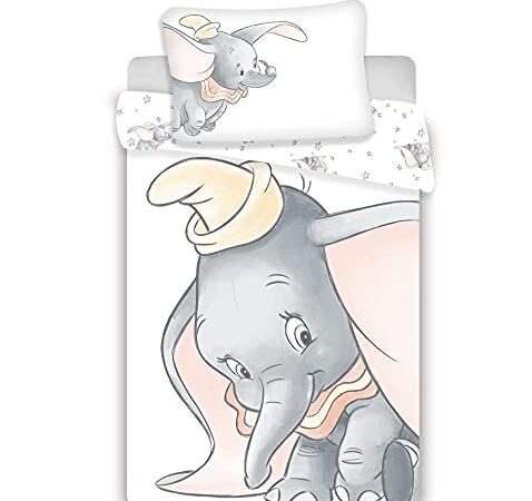 Dumbo Grey Baby Bettwäsche Set 2tlg. 100% Baumwolle Größe: 100x135 cm, 40x60 cm, ÖkoTex Standard 100…