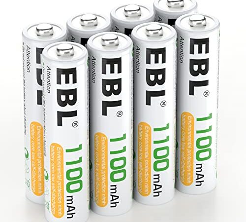 EBL AAA Akku 1100mAh 8 Stück - wiederaufladbare Batterien AAA, Typ NI-MH Batterien, geringe Selbstentladung mit Akkubox, AAA Akkubatterien