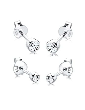 Elli Ohrringe Damen Ohrstecker 2er Set Basic mit Kristall in 925 Sterling Silber