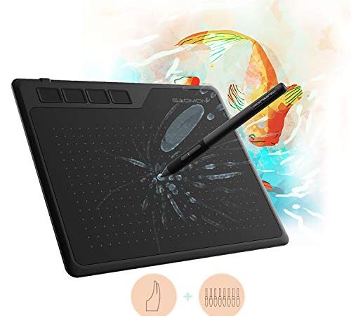 GAOMON S620 Zeichentablett mit 8192 Druckstufen batterielosem Stift AP32 und Handschuh, kompatibel mit Windows und Mac