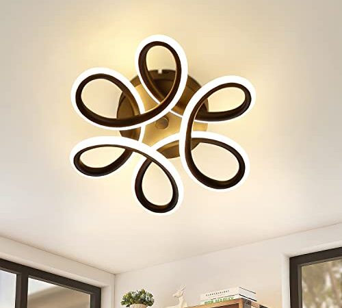 Homefire Deckenlampe LED Deckenleuchte Schwarz Klein Flurlampe 17W Küchenlampe Modern Warmweiß Schlafzimmerlampe 3000K Geometrie Design Lampe für Flur Eingang Schlafzimmer Wohnzimmer Küche Studio