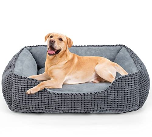 JOEJOY Hundebett Grosse Hunde, Hundekorb Flauschig, Hundebett Waschbar, Weiche Plüsch Hundebetten, rutschfeste Hundekörbchen Hundesofa, 89x64x23cm, Haustierbett für Grosse Hunde und Katzen