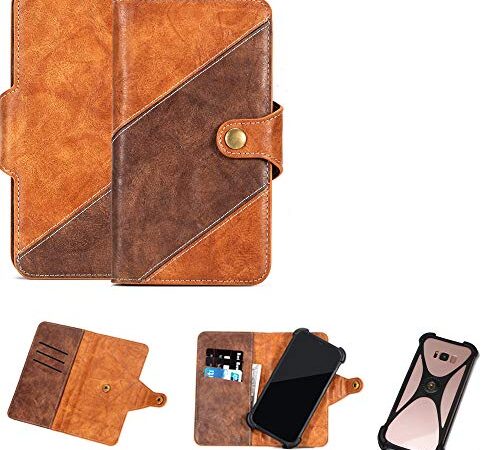 K-S-Trade Schutz Hülle Für Motorola Moto G7 Power Handyhülle Schutzhülle Bookstyle Case Wallet-Case Kompatibel Mit Motorola Moto G7 Power Cover Klapphülle Kantenschutz Smartphone Dunkelbraun