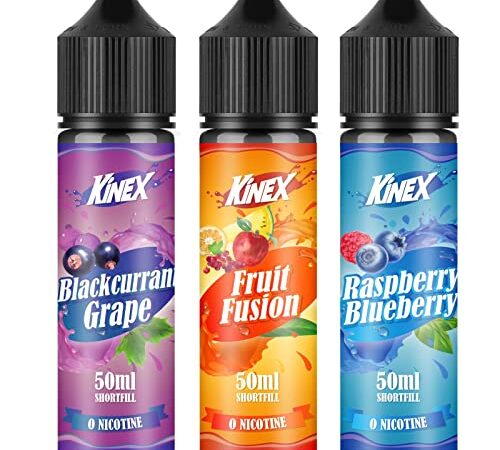 KINEX E Liquid Ohne Nikotin, 3x50ml Shortfill E Zigarette Liquid, 70 VG /30 PG fertig gemischt Fruchtiger Geschmack Vape Liquid, E Shisha Liquid Set für Alle E Zigarette