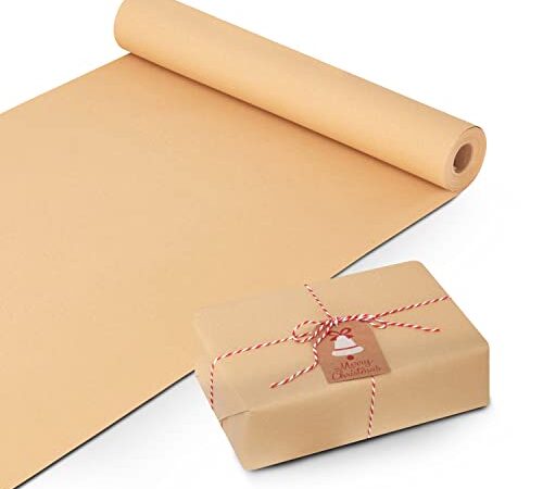 Kraft & Co braun Geschenkpapier Rolle I Hochwertiges, festlich Kraftpapier I Umweltfreundliches & recycelbares Verpackungspapier - Ideal für Geschenke, Kunst & Handwerk & Weihnachten, 44,5cmx25m