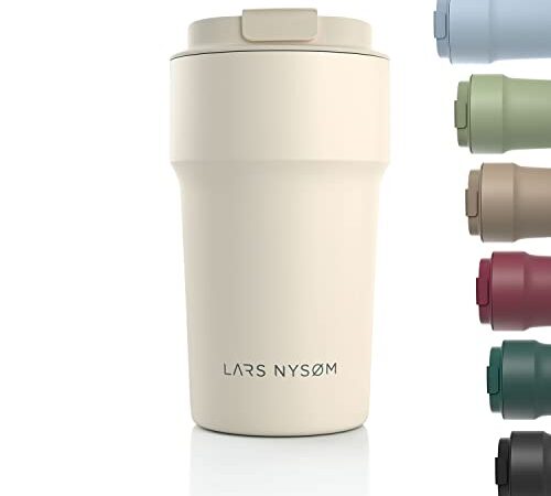 LARS NYSØM Thermo Kaffeebecher-to-go 500ml | BPA-freier Travel Mug 0.5 Liter mit Isolierung | Auslaufsicherer Edelstahl Thermobecher für Kaffee und Tee unterwegs | Teebecher