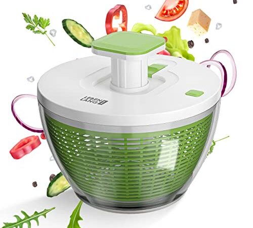 LEBENLANG Salatschleuder groß 4,5l - Salat trockner bpa frei mit innovativem Druckmechanismus | Salatschleuder mit Deckel Pilzschleuder Trockenschleuder | Salad Dryer Salatschleudern Salad Spinner