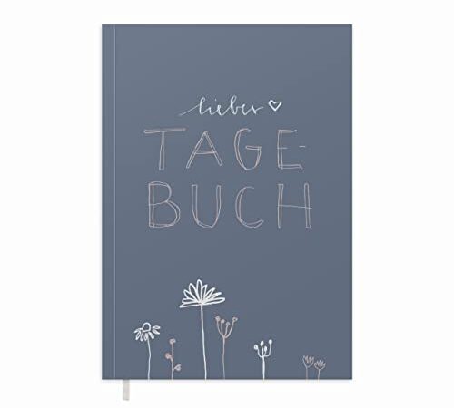 Liebes Tagebuch - Notizbuch, Journal und Gedankenbuch für Erwachsene, Teenager, Mädchen, 92 Seiten liniert, A5 Softcover, Blau Rosa mit Blumen, 120 g FSC Papier weiß