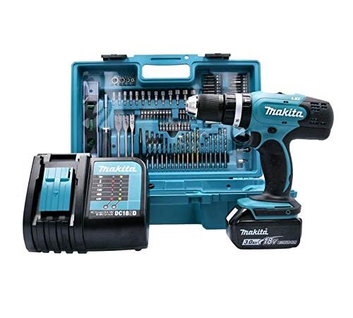 Makita DHP453FX12 18V Li-Ion LXT Kombibohrer komplett mit 1x 3,0 Ah Akku, Ladegerät und Zubehörset im Tragekoffer