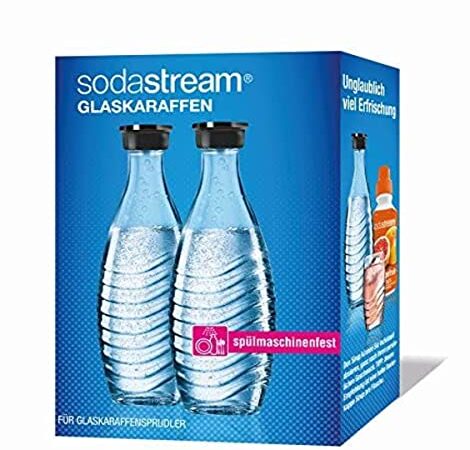 SodaStream DuoPack Glaskaraffe, Ersatzflaschen geeignet für die SodaStream Wassersprudler Crystal und Penguin, 2x 0,6 L Glaskaraffe