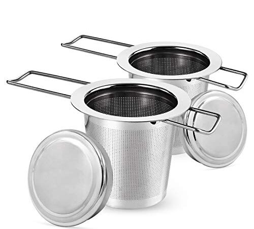 Teesieb Teefilter, Tee-Sieb für losen Tee, Rust-Free 304 Stainless Steel Tea Strainer for Loose Leaf Tea, Premium Strainer, Folding Handle, Fits Most Teacups and Bowls