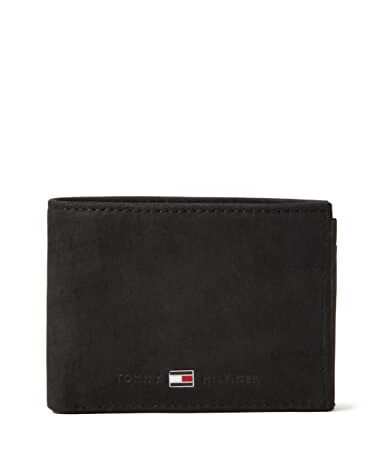 Tommy Hilfiger Herren Geldbörse Johnson Mini CC Flap Coin Pocket Pocket aus Leder, Schwarz (Black), Onesize