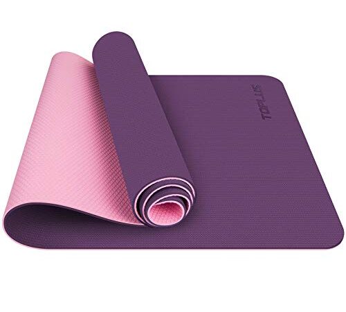 TOPLUS Gymnastikmatte, Yogamatte Yogamatte Gepolstert & rutschfest für Fitness Pilates & Gymnastik mit Tragegurt (Lila-Pink)