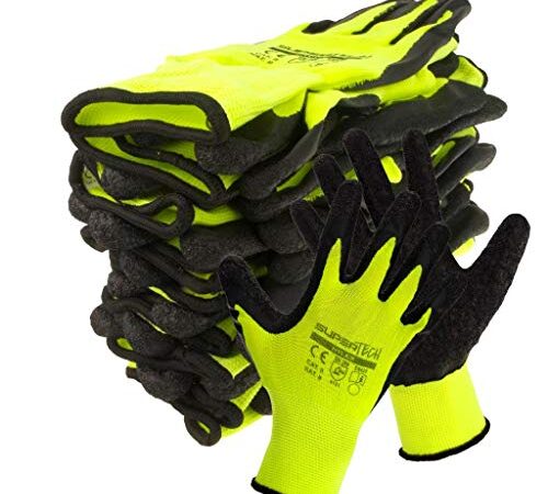 Trevendo 12 Paar Arbeitshandschuhe Montagehandschuhe Super Tech Nylex Latex Beschichtung (Größe 10)