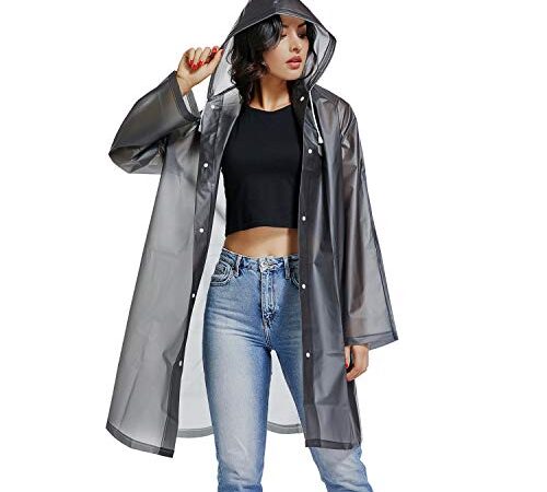 UNIQUEBELLA Regenmantel Eva Travel Transparent Regenponcho Regen Zubehör für Damen und Herren Regenbekleidung Regencape Regenjacke Wasserdicht für Wandern Radfahren Camping und Reisen