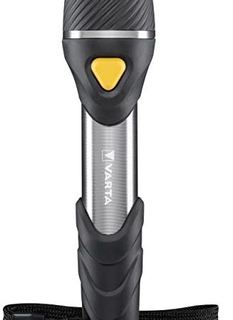 VARTA Taschenlampe mit 9 LEDs inkl. 2x AA Batterien, Day Light Multi LED F20 Leuchte, Taschenleuchte mit Anhänger, Lampe ideal für Haushalt, Angeln, Garage, Notfall, Stromausfall, Outdoor