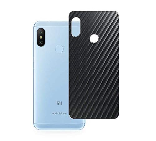 Vaxson 2 Stück Rückseite Schutzfolie, kompatibel mit Xiaomi Mi A2 Lite, Backcover Skin - Carbon Schwarz [nicht Panzerglas/nicht Front Displayschutzfolie]