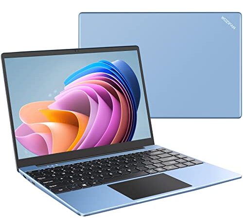 WOZIFAN Laptop 14" 128 GB SSD Erweitert die 1TB Windows 10 Notebook Intel 6GB RAM 2.4G+5G WiFi 1080 FHD Bluetooth USB HDMI mit kabelloser Maus & Tastaturschutz(Deutscher)-Blau