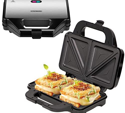 XXL Sandwichmaker | 4 Sandwichecken | Cool-Touch-Gehäuse | Antihaftbeschichtung | Sandwichtoaster | Sandwich Maker | Elektrogrill | Paninitoaster