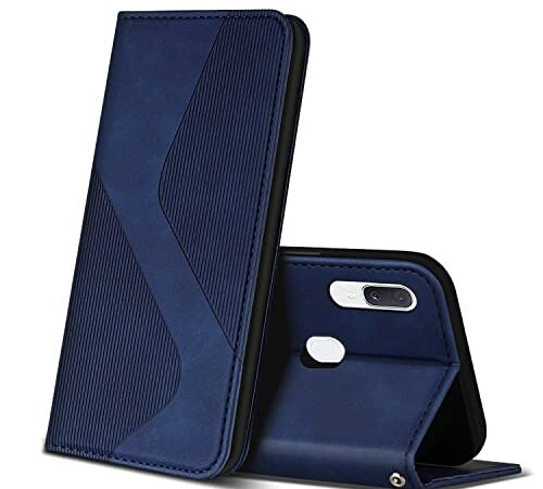 ZONNAVI Hülle für Samsung Galaxy A20E, PU Leder Handyhülle mit Kartenfächer und Standfunktion, Lederhülle Flip Wallet Case Schutzhülle für Samsung Galaxy A20E (Blau)