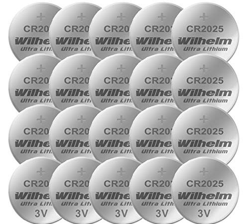 20 x Knopfzelle CR2025 Wilhelm Batterie Lithium 3V CR 2025 Industrieware…