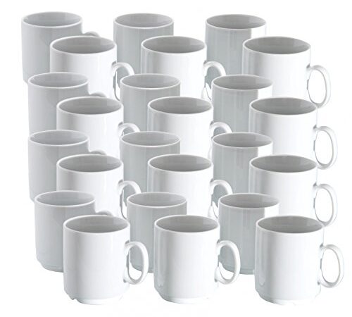 24er Set Van Well Porzellan Kaffeebecher Profi 280ml weiß stapelbar