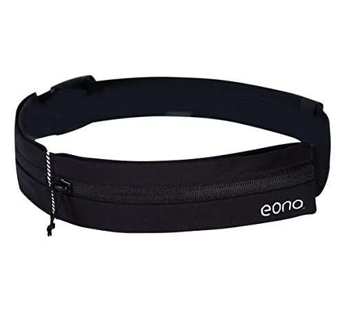 Amazon Brand - Eono Wasserabweisend Lauf Hüfttasche mit Verstellbarem Gummiband, Laufgürtel mit Großer Kapazität für Fitnesss, Sport, Radfahren, Laufen, Reisen und Outdoor-Aktivitäten (Schwarz)