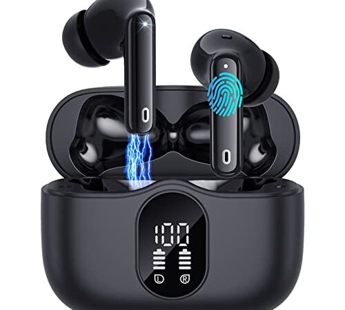 Bluetooth 5.3 Kopfhörer, In Ear Kopfhörer Kabellos HiFi Stereo Sound, Kopfhörer Kabellos Bluetooth mit HD Mikrofon, 30 Std Noise Cancelling Ohrhörer mit LED Anzeige, IP7 Wasserdicht für iOS, Andriod