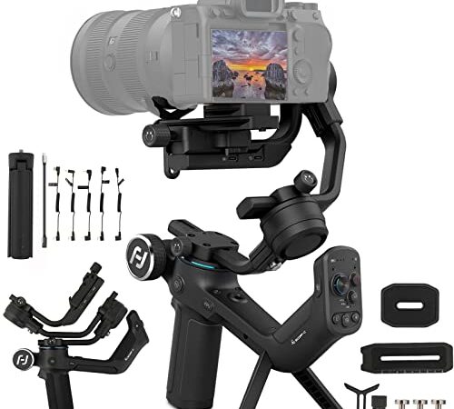 FeiyuTech SCORP-C Stabilisator Gimbal 3-Achsen für DSLR und Spiegellose Kameras,DSLR Gimbal kompatibel mit Sony/Canon/Panasonic/Lumix/Nikon/Fujifilm , 5.51lbs Zuladung mit Stativ