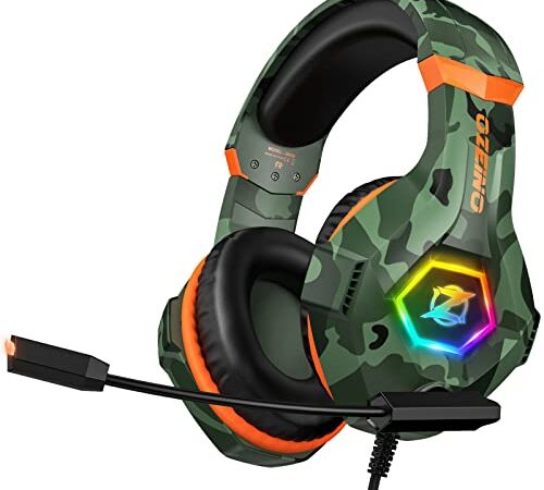 Gaming-Headset für PS4 PS5 PC, 3D Surround Sound mit Noise Cancelling Mikrofon, Gamer Headset für Xbox One Switch Mac Laptop