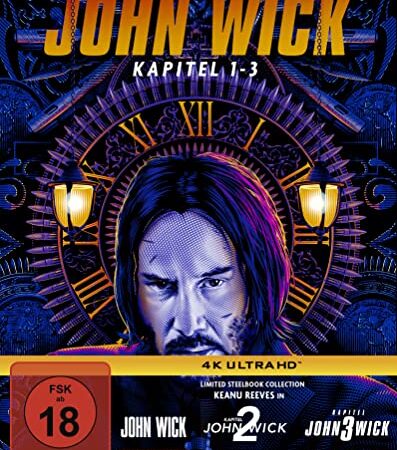 John Wick 1-3 Collection (Steelbook, 3 4K Ultra HDs, Trilogie, Keanu Reeves, Action, Thriller) (exkl. Amazon)