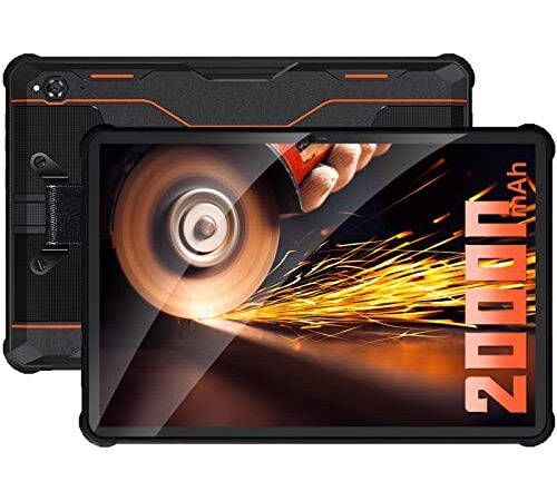 OUKITEL RT2 Outdoor Tablet Android 12, Tablet 10.1 Zoll, 20000mAh große Akku Robust Tablet PC, 8GB RAM + 128GB ROM(1TB Erweiterbar), IP68 Wasserdicht Tablet Dual SIM 4G LTE,5G-WiFi, OTG-Orange