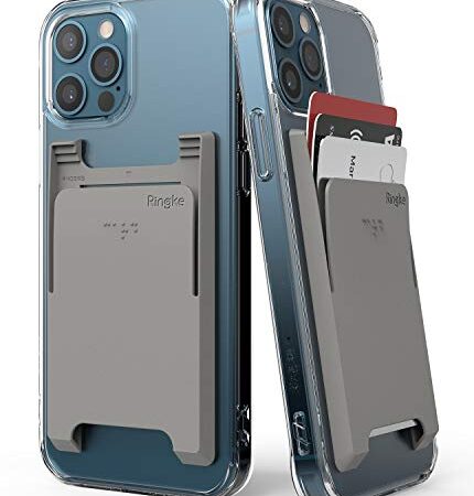 Ringke Slot Card Holder [Gray] Handy Kartenhalter Haftendes Kartenetui Kartenfach Kreditkartenetui für Smartphone, iPhone 13, iPhone 12, Galaxy S22, Redmi Note 11 Pro, Pixel 6, Galaxy S21 FE