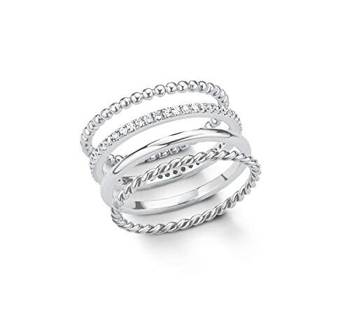 s.Oliver Ring 925 Sterling Silber Damen Ringe, mit Zirkonia synth, Silber, Kommt in Schmuck Geschenk Box, 2015043