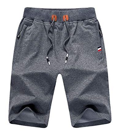 Tansozer Kurze Hose Herren Shorts Sommer Jogginghose Kurz Baumwolle Gym Sweat Shorts Herren Sport (Grau,XL)