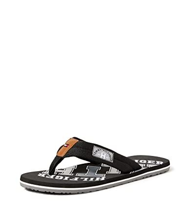 Tommy Hilfiger Herren Flip Flops Essential Th Beach Sandal, Schwarz (Black), 43