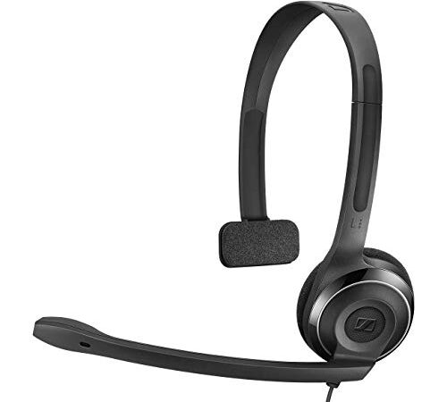 EPOS I Sennheiser PC 7 USB - Leichtes Einseitiges On-Ear Headset PC – Kopfhörer mit Kabel - Passives Mikrofon mit Rauschunterdrückung, Online-Anrufe & -Unterricht - Mac-, PC- & Laptop-Kompatibel