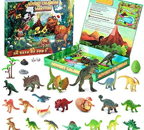 Jarkyfine Adventskalender 2022 Kinder Dinosaurier Spielzeug Adventskalender Weihnachtsgeschenke für Kinder 24 Tage Countdown Adventskalender für Jungen, Mädchen, Kinder, Teenager, Männer