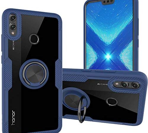 KUAWEI Hülle Honor 8X Cover Honor 8X Handyhülle Case Schale Transparente Premium Back Cover mit Ständer Funktion und Auto Halterung Funktion für Honor 8X 6.5 （Blau）