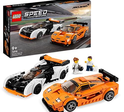 LEGO 76918 Speed Champions McLaren Solus GT & McLaren F1 LM, 2 ikonische Rennwagen Spielzeuge, Hypercar Modellbausatz, Auto-Sammlerstück 2023 Set