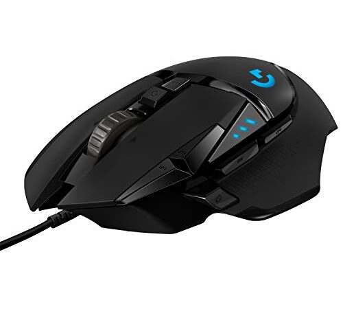 Logitech G502 HERO High-Performance Gaming-Maus mit HERO 25K DPI optischem Sensor, RGB-Beleuchtung, Gewichtstuning, 11 programmierbare Tasten, anpassbare Spielprofile, PC/Mac - Schwarz