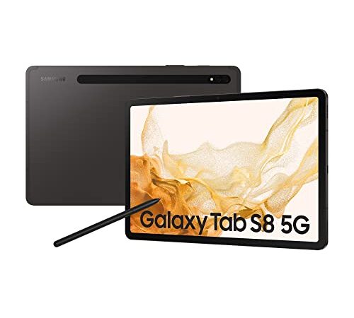 Samsung Galaxy Tab S8, 11 Zoll, 128 GB interner Speicher, 8 GB RAM, 5G, Android Tablet inklusive S Pen, Graphite, inkl. 36 Monate Herstellergarantie [Exklusiv bei Amazon]