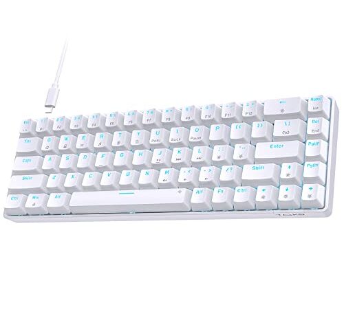 Dierya Mechanische Gaming Tastatur,60% QWERTY Layout 68 Tasten USB Kabelgebundene Computer Keyboard,Full Anti-Ghosting Brown Switches LED für PC Windows/Mac OS, Weiß