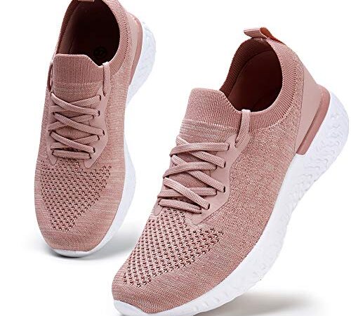 HKR Damen Walkingschuhe Turnschuhe Laufschuhe Sportschuhe Fitness Sneakers Trainers für Running Outdoor Schuhe Pink 38 EU