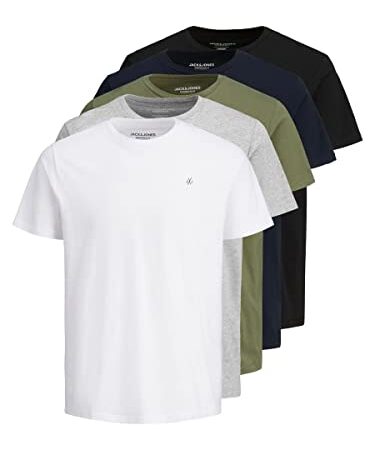 JACK & JONES Herren JORJXJ Tee SS Crew Neck 5MP T-Shirt, White 2, L