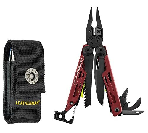 Leatherman Signal – Hochwertiges Multi-Tool mit 19 praktischen Werkzeugen – Multifunktionstool für den Outdoor- und Camping-Bereich – Karminrot